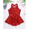 thumbnail image 3 of Hansber Robe de Danse Jazz Latine pour Filles Sequins Dos Ouvert Justaucorps de Ballet Performance de Scène Rouge 16, 3 of 6