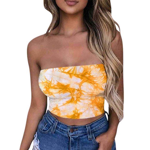 Tube Tops, Womens Printed Strapless Yoga Exercise Chest Wrap Pullover