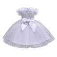 thumbnail image 2 of EGNMCR Vêtements pour Bébé Fille Jupe Longue Bébé Fille Robe de Performance Princesse Nœud Papillon Jupe Robe, 2 of 3