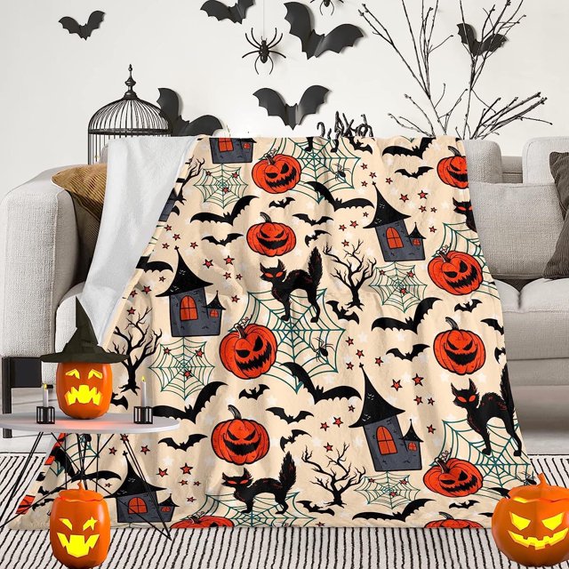 Titaking Cozy Halloween Blanket Soft & Stylish Throw Blanket - Fall Essential(Style B,130X150)