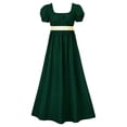 thumbnail image 1 of Robes Regency pour Femmes avec Ceinture en Satin, Manches Bouffantes à Volants, Taille Empire, Robe de Soirée Cosplay TG, 1 of 3