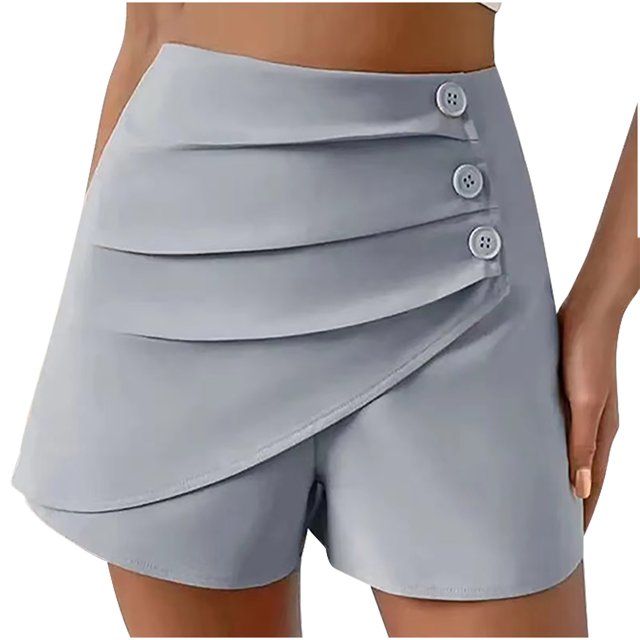 Timegard Shorts for Women High Waist Ruched Button Comfy Solid Color Casual Shorts Summer Fashion