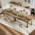 thumbnail image 4 of Dining Table for 4-6,Farmhouse Dining Table, 63" Rectangular Wood Kitchen Table with 1.18" Thick Tabletop & 4.53" Sturdy Legs, Ideal for Dining Room, Living Room, Small Space, Rustic Brown, 4 of 8
