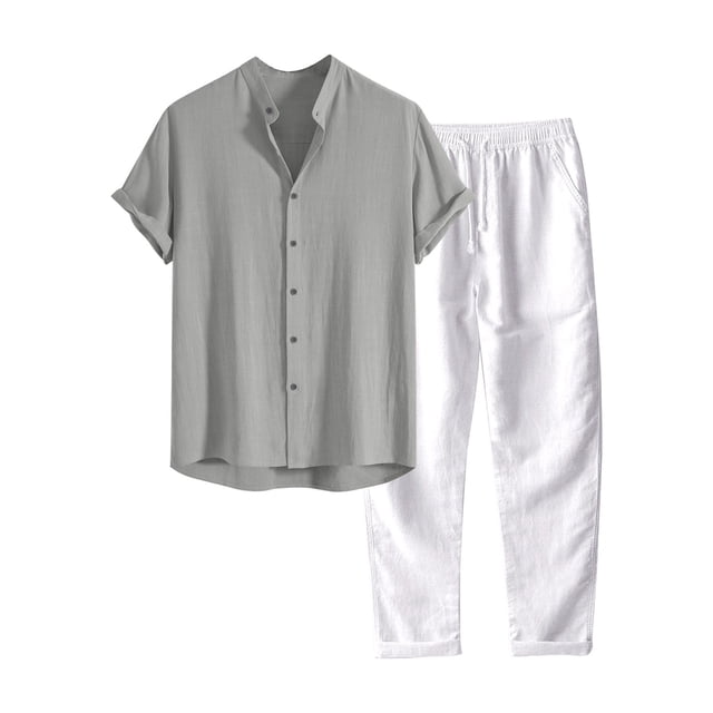 Veste de Complet en Satin pour Homme Décontractée de Printemps Unie Couleur Manches Courtes Col Rabattu Ensemble et Cravate Haut à Col pour Homme Pantalon Long Complet Flapper pour Homme