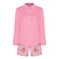 thumbnail image 4 of CEHVOM Women Two Piece Shorts Long Sleeve Cardigan Buttoned Top Floral Printed Sets Clearance, 4 of 5