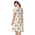 thumbnail image 2 of Bixox Robe d'Été à Manches Courtes pour Femme, Coupe Ample Évasée, Longueur Genou, avec Poches - Lapin et Carotte, 2 of 7