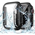 thumbnail image 1 of XiHAMA Waterproof Case Compatible with Apple Watch SE (2nd Gen) Series 6 5 4 Screen Protector, Tempered Glass Hard PC Bumper Face Cover, 1 of 7