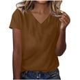 thumbnail image 1 of Besolor Summer Short Sleeve Shirts for Women Casual V Neck Solid Color Basic Tees Ladies Going out Tops, 1 of 3