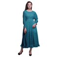 thumbnail image 1 of Bimba Robe Smockée à Manches Longues pour Femmes, Col Rond, Volants, Été, Maxi-TP, 1 of 5