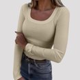 thumbnail image 2 of WRKEKC Blouse à Manches Longues pour Femmes, Couleur Unie, T-Shirt Décontracté à Col Rond pour Femmes, Tenue Quotidienne et de Bureau au Style Classique et Port Confortable, 2 of 7