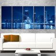 thumbnail image 1 of Tableau imprimé sur toile Design Art chicago bleu nuit, 1 of 3