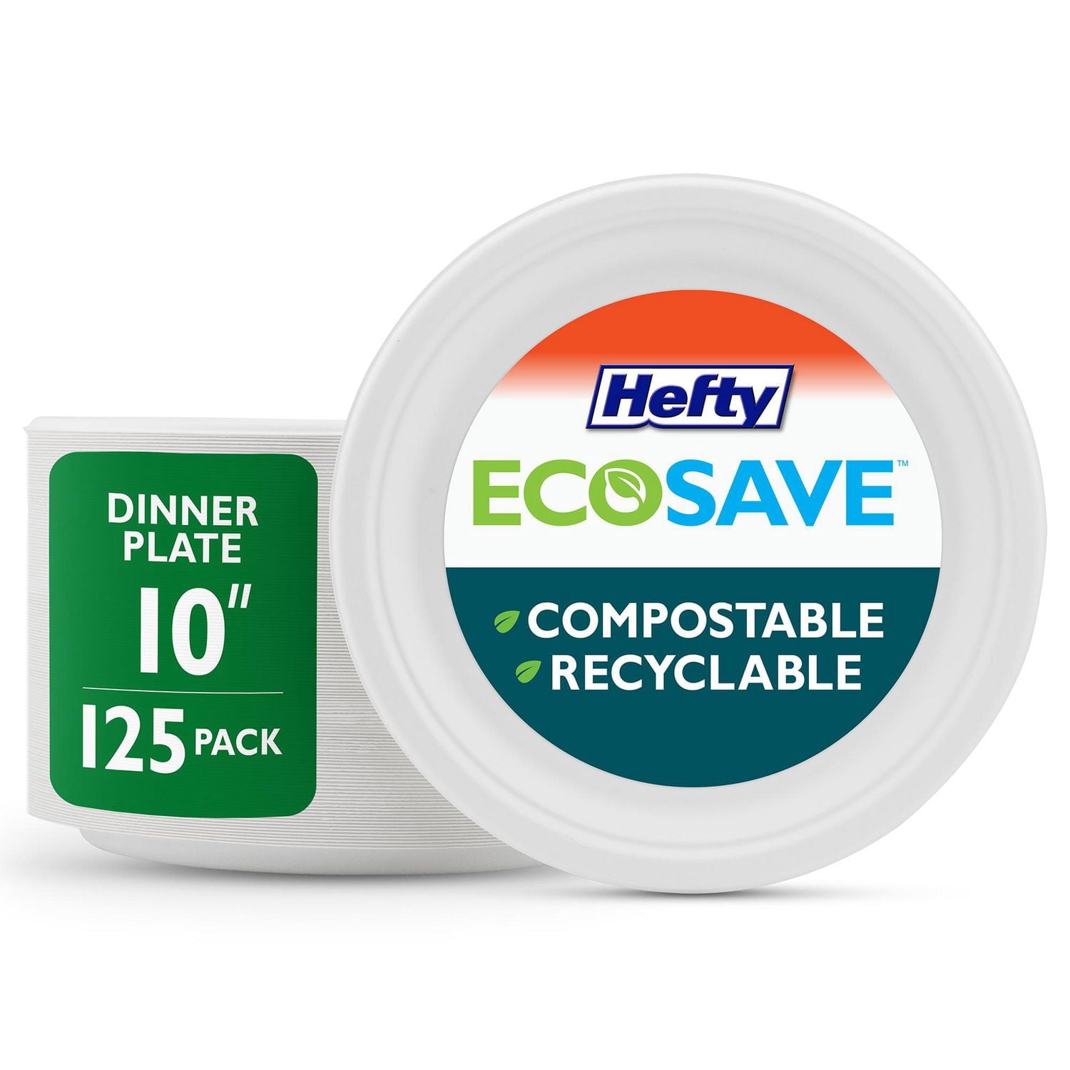 Hefty EcoSave® Assiettes à Dîner, Assiettes Jetables, Lot de 125