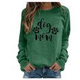 thumbnail image 1 of IROINID Économies Hauts pour Femmes Grande Taille Détente Manches Longues Empreinte de Patte de Chien Col Rond Hauts Chemise Blouse Chandail, Vert, 1 of 3