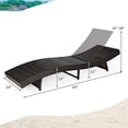 thumbnail image 3 of Costway 2PCS Patio Rattan Folding Lounge Chair Chaise Adjustable White Cushion, 3 of 10