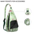 thumbnail image 2 of Nature Frog Sling Backpack - Cute Green Frog & Mushroom Pattern Crossbody Bag, Fashionable Shoulder Pack for Hiking & Shopping, 2 of 4