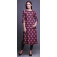 thumbnail image 4 of Bimba Robe Kurti Longue Imprimée Tunique Droite Manches 3/4 Robes pour Femmes Haut, 4 of 6