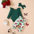 thumbnail image 3 of Yuyuzo Baby Girl Clothes Infant Newborn Ruffle Outfit 2 Piece Fall Winter Spring Ribbed Knit Tops Pants Set Cute Headband, 3 of 7