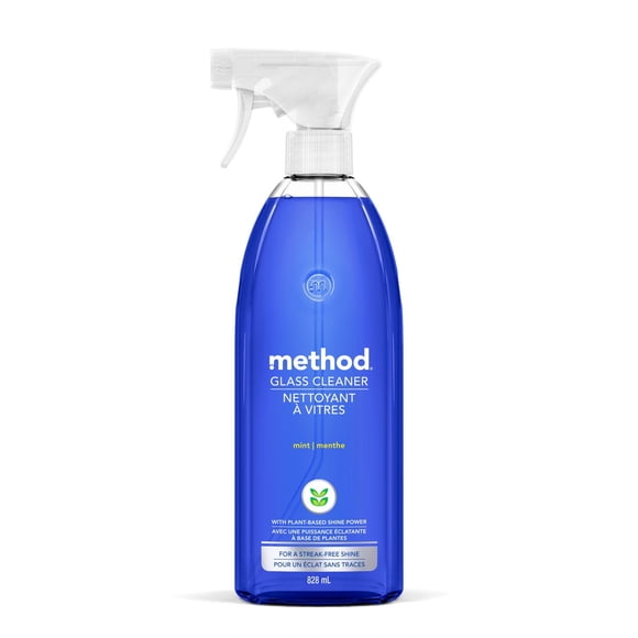 Method Glass Cleaner Spray, Natural Cleaner, Mint Scent, 828ml
