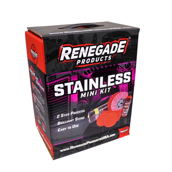 Renegade Products Stainless Polishing Mini Kit Complete with Buffing Wheels, Buffing Compounds, Microfibers & Rebel Red Liquid Hand Polish