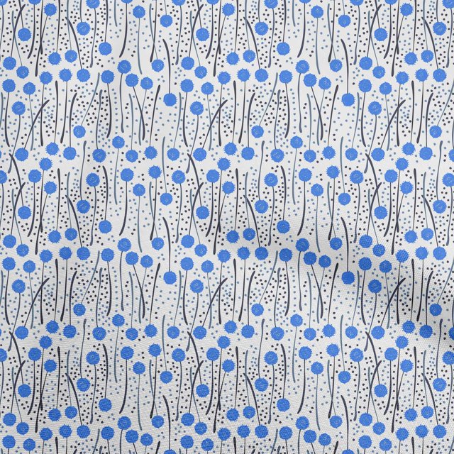 oneOone Viscose Chiffon Blue Fabric Abstract Floral Craft Projects Decor Fabric Printed By The Yard 42 Inch Wide