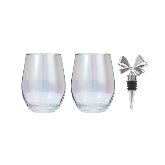 Ensemble De 4 Verres à Vin Sans Pied Betsey Johnson De 16 oz Et 1 Bouchon à Vin Sous Licence Authentique