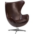 thumbnail image 1 of Brown Leather Egg Chair with Tilt-Lock Mechanism, 1 of 4