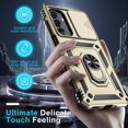 thumbnail image 3 of KOMI Compatible with Samsung Galaxy A16 5G Case Built in Slide Camera Lens Cover+Screen Protector+Finger Ring Holder Kickstand,Heavy Duty Shockproof Full Body Phone Cover,2025 Gold, 3 of 5