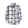 thumbnail image 1 of Kcodviy Chemise Décontractée pour Homme Imprimée à une Manche Automne et Hiver Longue Chemise à Manches Courtes pour Homme à Manches Boutonnée Col à Revers à Carreaux Boutonnée Combinaison Chemise, 1 of 2