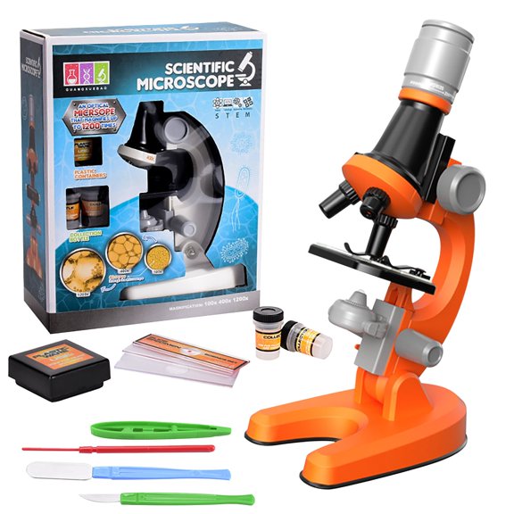 LSLJS Jouets de Microscope Hd 1200X pour l'Éducation Précoce des Enfants, Science Biologique, Équipement Expérimental pour Enfants du Primaire
