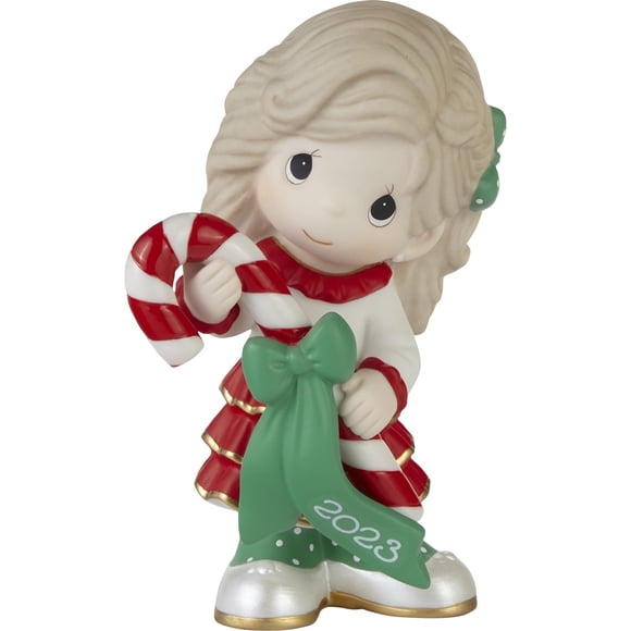 Precious Moments Christmas Figurine | Sweet Christmas Wishes 2023 | Dated Bisque Porcelain Figurine | Holiday Decor & Gift | Hand-Painted