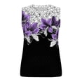 thumbnail image 4 of T-Shirt Décontracté pour Femmes, Col Rond à Manches Courtes en Mélange Polyester Spandex, Tissu Extensible Respirant, Tenue de Printemps Été, Coupe True Size, Violet, 4 of 5