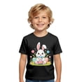 thumbnail image 1 of GDREDA T-Shirts Graphiques de Pâques pour Garçons Doux Décontractés à Manches Courtes Hauts Colorés pour Enfants Noir, 4-5 Ans, 1 of 4