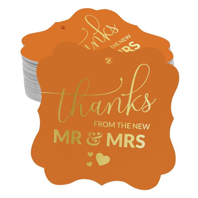 Inkdotpot Real Gold Foil Bracket Shape Paper Hang Tags Thanks From The New Wedding Favor Tags Pack Of 100