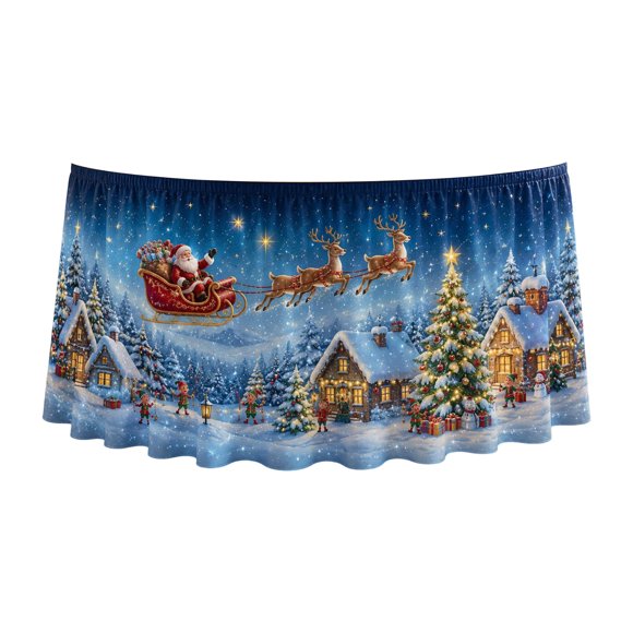 Jupe de Table de Noël Couvre-Table des Fêtes Nappe Festive pour Table à Manger Fête Maison Décoration de Noël