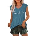 thumbnail image 2 of JDQJBZ Womens Summer Tank Tops Letter Print Round Neck Loose Casual Sleeveless Tee Shirt, 2 of 5