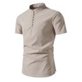 thumbnail image 1 of Man Short Sleeve Solid Color Lapel Button Fashion Fallow T-Shirt Tops, 1 of 1