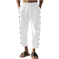 thumbnail image 2 of FcBaudy Full Length Pants Men's Casual Holiday Pocket Drawstring Solid Color Elastic Waist Cropped Pants Men Pants, 2 of 4