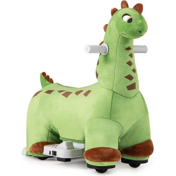 OLAKIDS Jouets à Chevaucher, Dinosaure Électrique 6 V à Pile avec Musique, Siège Rembourré, Marche avant, Pédale, Roues, Jouet Cheval à Chevaucher pour Garçons et Filles de 3 Ans et Plus