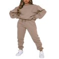 thumbnail image 1 of Women Sweatshirt Set Long Sleeve Crew Neck Hoodie Sweatpants Set Solid Activewear Set, 1 of 5