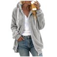 thumbnail image 1 of B91xZ Veste Duveteuse pour Femmes en Molleton Pelucheux à Manches Longues, Chaude pour l'Hiver, Manteaux d'Extérieur, Gris m, 1 of 5