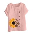 thumbnail image 4 of CEHVOM T-Shirt Ample Décontracté d'Été pour Femme à Col Rond, Manches Courtes, Imprimé Floral, 4 of 5