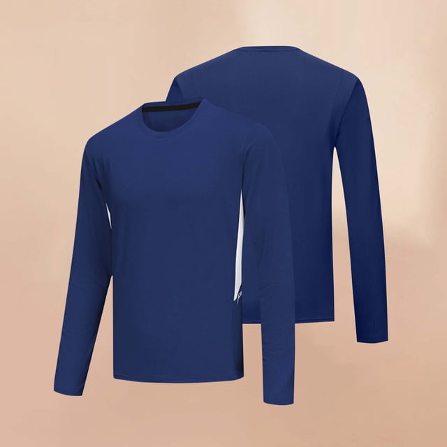 asjyhkr Chandails de Dessous pour Hommes Col Rond Manches Longues Chandail Mode Décontracté Couleur Unie Extensible Respirant Course Gym Entraînement Hauts