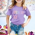 thumbnail image 2 of PMVFHDE Hauts de Bain pour Fille T-Shirt Fille d'Anniversaire à Manches Courtes T-Shirt d'Été à Col Rond Coupe Décontractée Chandails de Base Violet Pâle, 4-5 Ans, 2 of 4