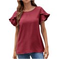 thumbnail image 5 of Pisexur Hauts de Printemps pour Femmes 2025, Hauts pour Femmes, Hauts de Sortie pour Femmes, Hauts pour Dames Mode Imprimé Manches Courtes Blouse de Sortie T-Shirt Drôle à Col Rond Vert, TG, 5 of 5