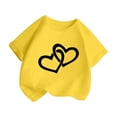 thumbnail image 3 of PMVFHDE T-Shirts Fille T-Shirt Enfant Filles Mignon Graphique Col Rond Manches Courtes Tee Été Décontracté T-Shirt Jaune, 9-10 Ans, 3 of 5