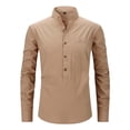 thumbnail image 3 of Chemise à Manches Longues pour Hommes Homme Décontractée Col Rabattu Chandail à Boutons Manches Longues Mode Décontractée Lin Semblable au Coton Chemises à Manches Longues pour Hommes, 3 of 4