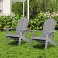 thumbnail image 3 of Patiojoy 2 Pcs Chaise Adirondack Hanches Chaise Adirondack avec Porte-Gobelet Grain de Bois Réaliste Chaise d'Extérieur Résistante aux Intempéries pour Capacité de Poids de 380 Lb Gris Pâle, 3 of 10