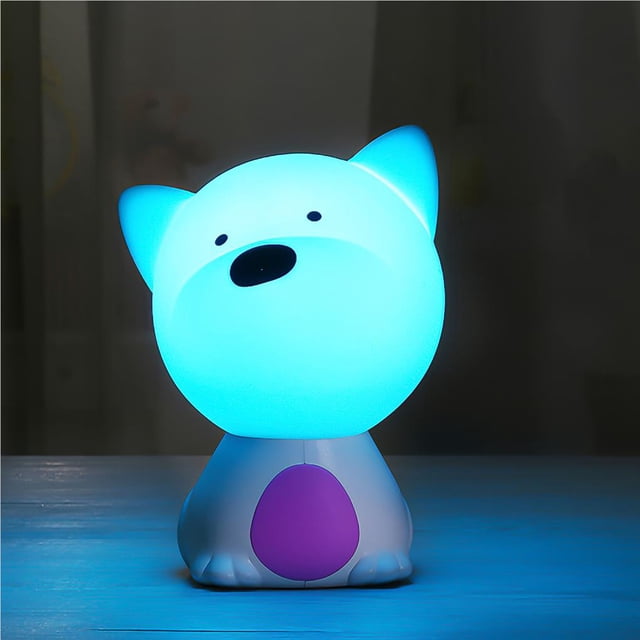Cartoon Dog Silicone Night Light Soft Cute USB Charging Pat Light Touch Control Switch Light LED Atmosphere Table Lamp with Multiple Lights for Bedroom