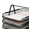 thumbnail image 3 of Desk File Tray Mesh Desk File Organizer Mesh Letter Tray Mesh Desk Paper Holder Office Desk Document Tray Mesh Bracket Paper Letter Shelf Holder Black Metal For Home Study School, 3 of 5