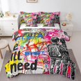 thumbnail image 1 of YST Ensemble de Literie 7 Pcs à Motif Graffiti, Format Simple, Polyester, Style Hip-Hop, Bed-in-a-Bag, 1 of 5